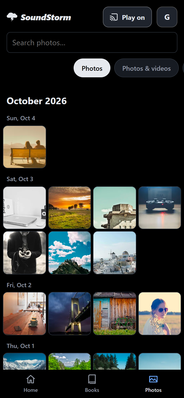 Photos as a timeline of months and days